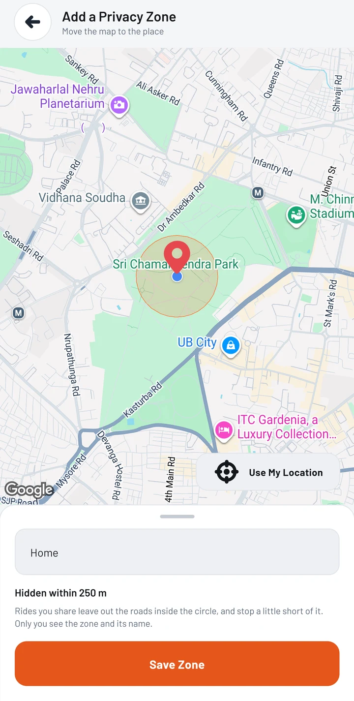 Adding a privacy zone